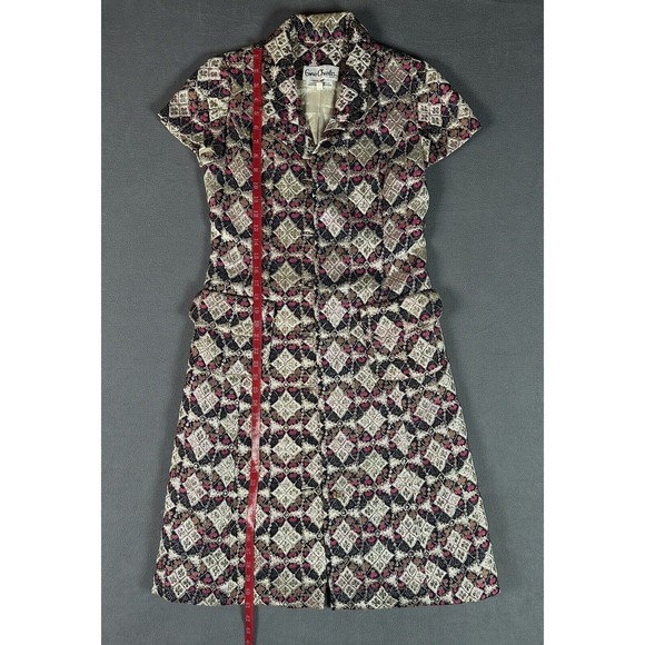 Gino Charles Dress Womens 8 A Line Geometric APC Pattern Vintage Elegant Diamond - Picture 7 of 13